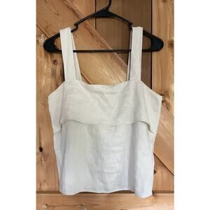Quince Women’s 100% linen square neck tank top sleeveless cream blouse SZ S